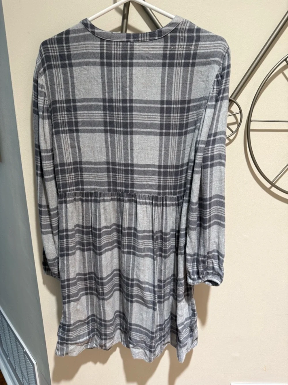 Gap Kids Gray Plaid Button-Front Tunic Dress Size XL